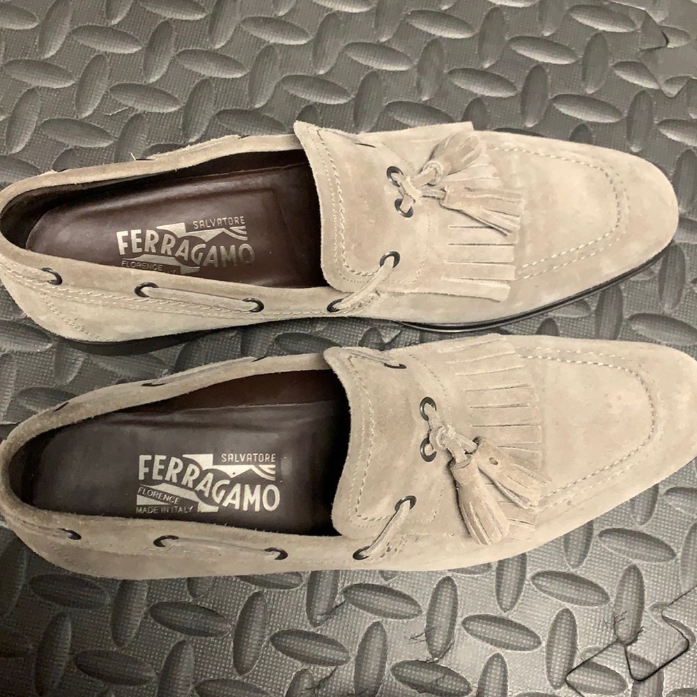 Grayish/Tan Ferragamo Loafers